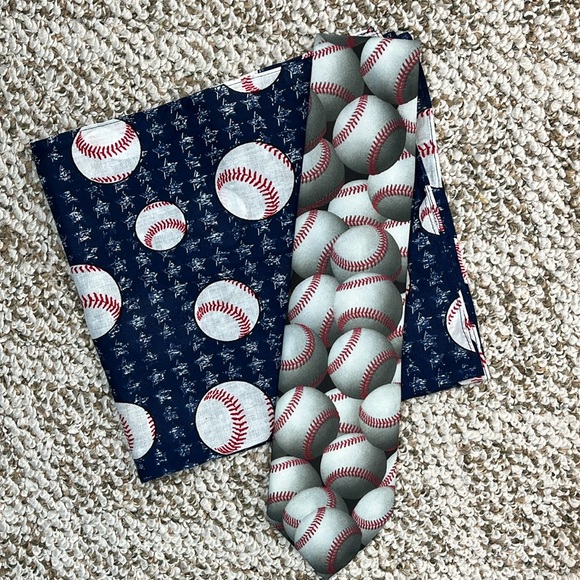 Ralph Marlin “Just Balls-Baseballs” Tie and Baseball Bandana Bundle - Picture 1 of 9